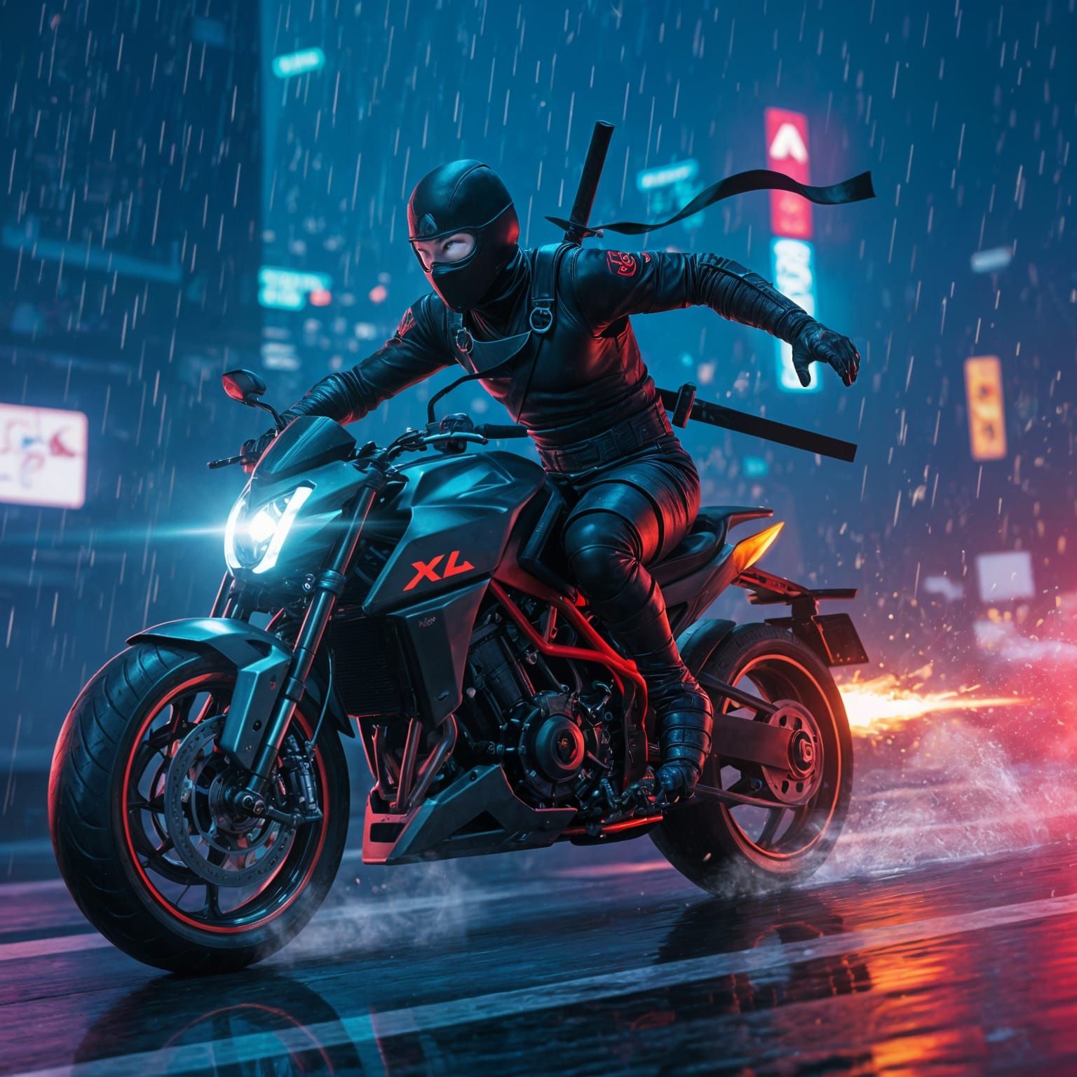 On the scroll Ninja XL fighting