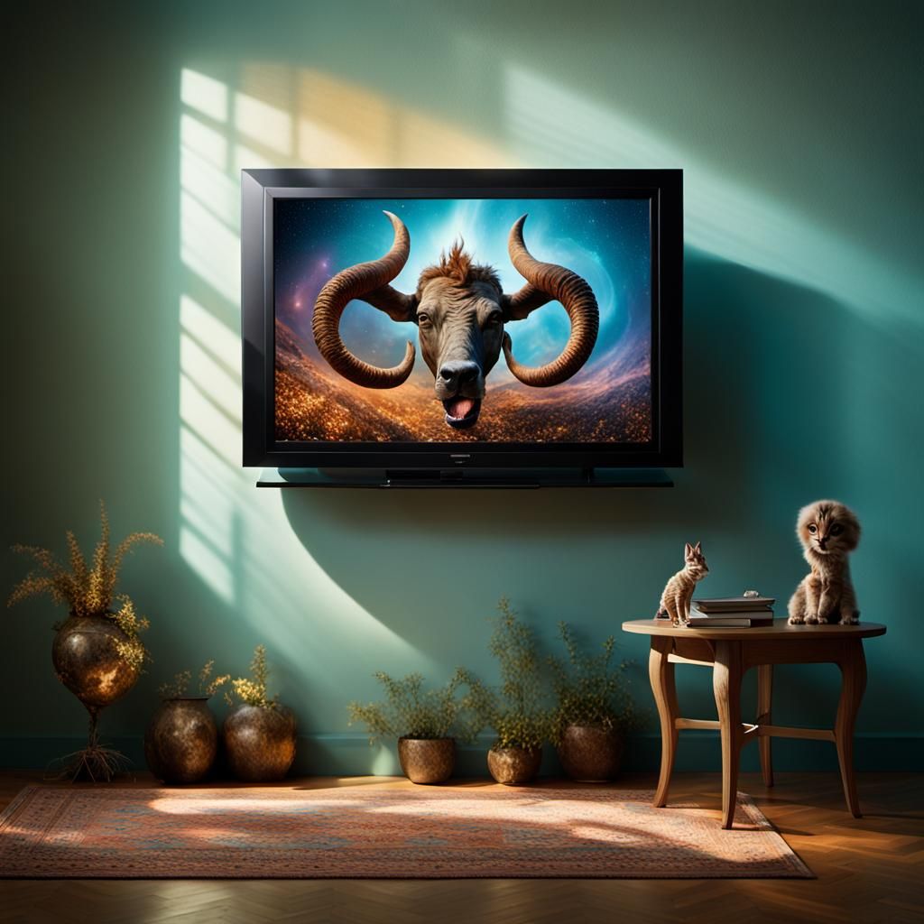 TV Portal to Mystical World: Surreal Portrait