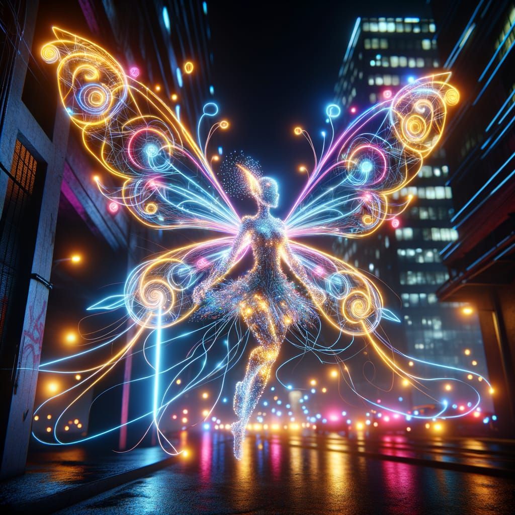 Cyberpunk Neon Fairy of the Future