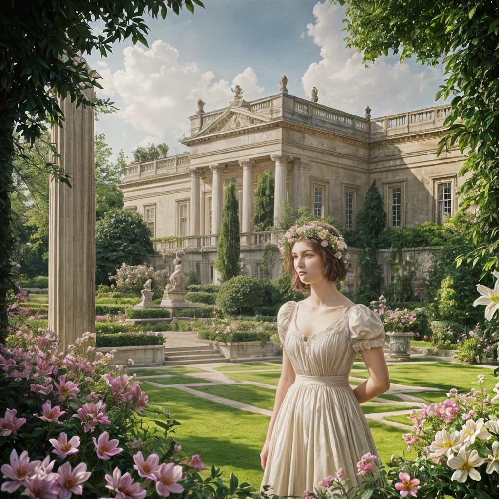 Watercolor Palladian Garden Double Exposure