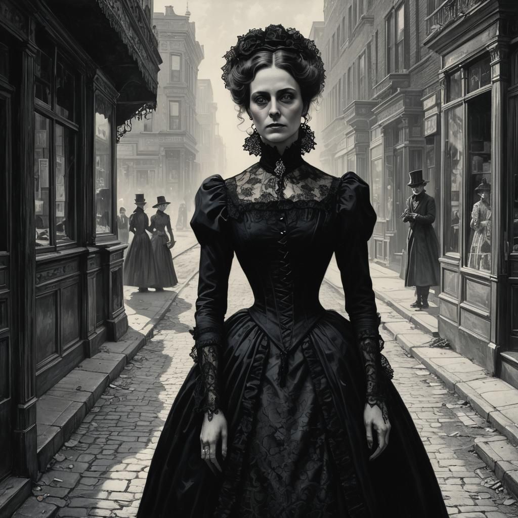 Victorian Lady Portrait in Watercolor Style