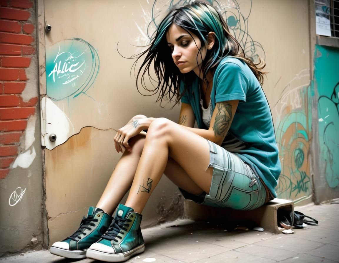 Street Art Graffiti Mural in Urban Style