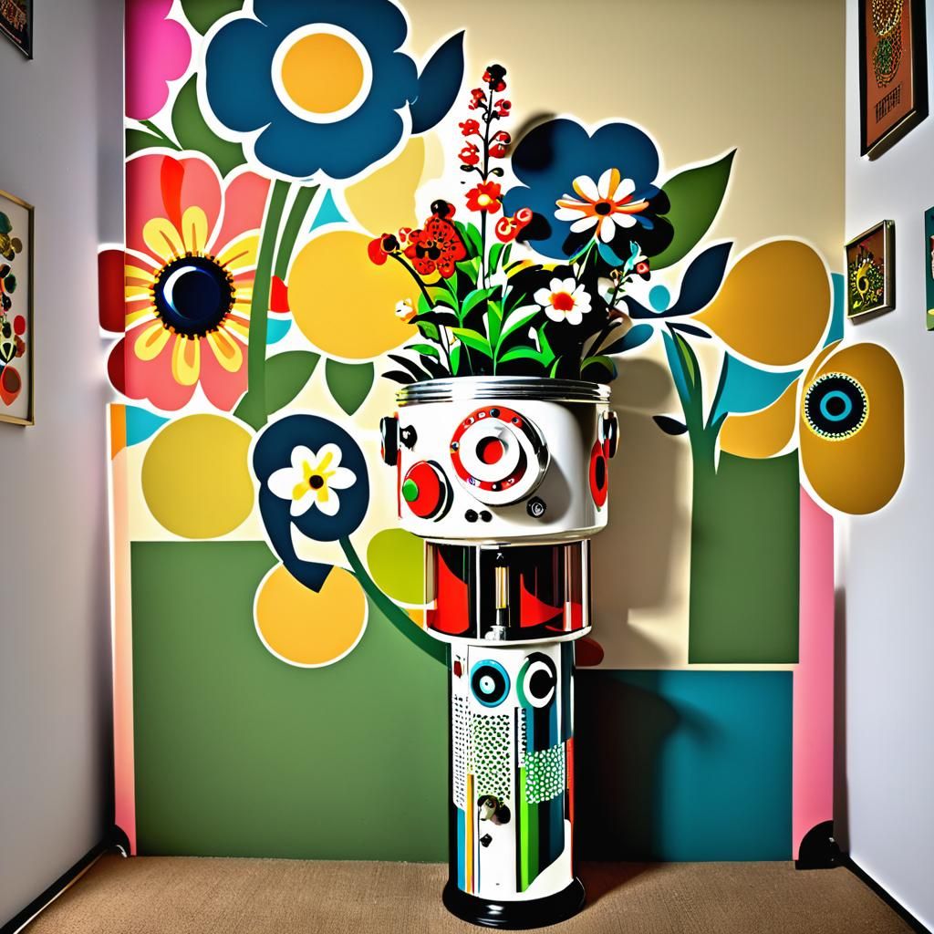 Psychedelic Groovy Flowers in Mod Style