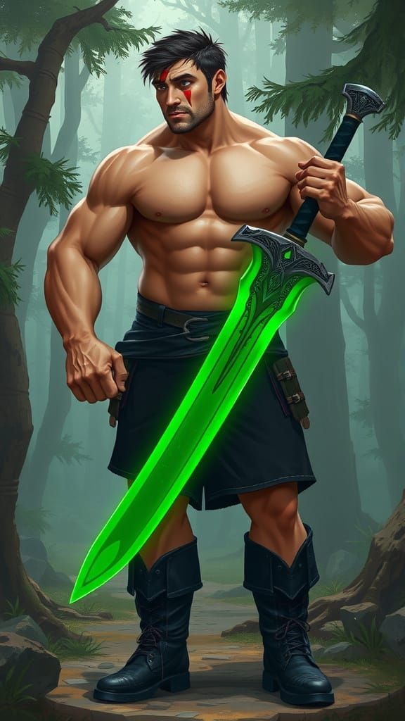 Tall Warrior in Fantasy Art Style