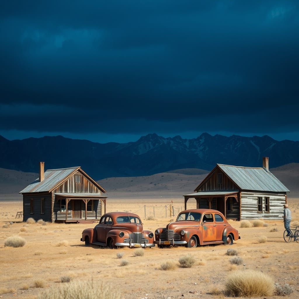 Abandoned Bodie Ghost Town in Eerie, Atmospheric Landscape