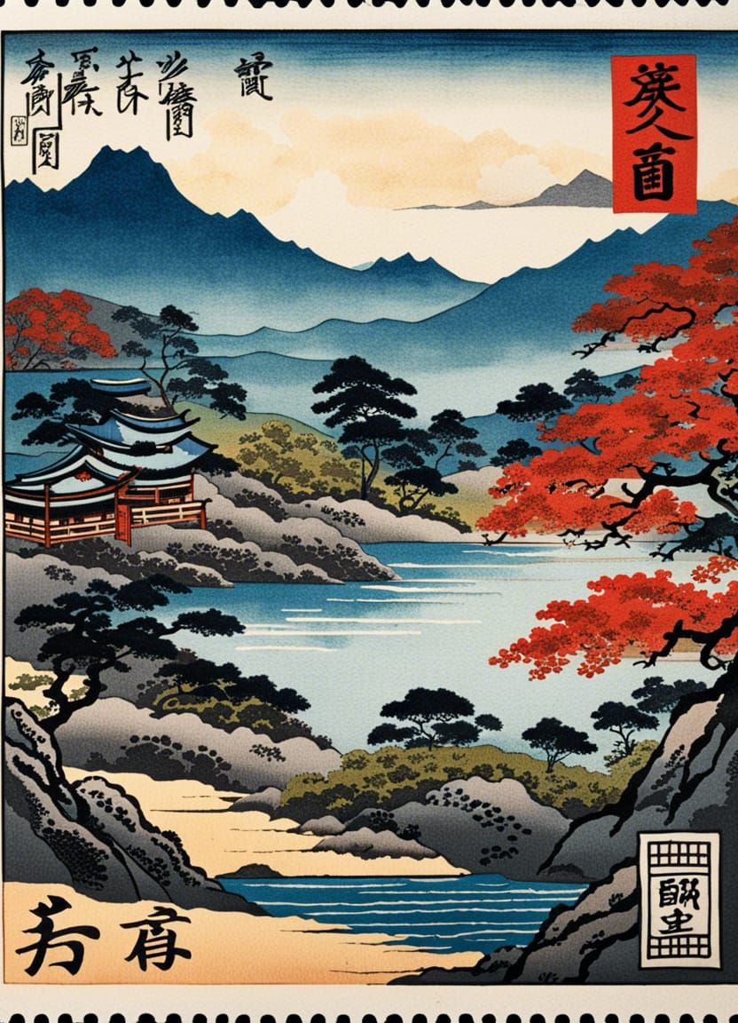 Ukiyo-e Postage Stamp