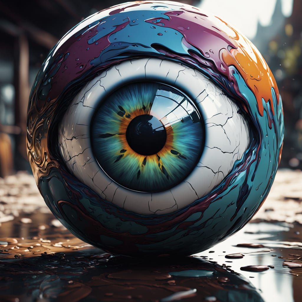 Fantasy Eyeball with Rising Fist in Sharpie Style