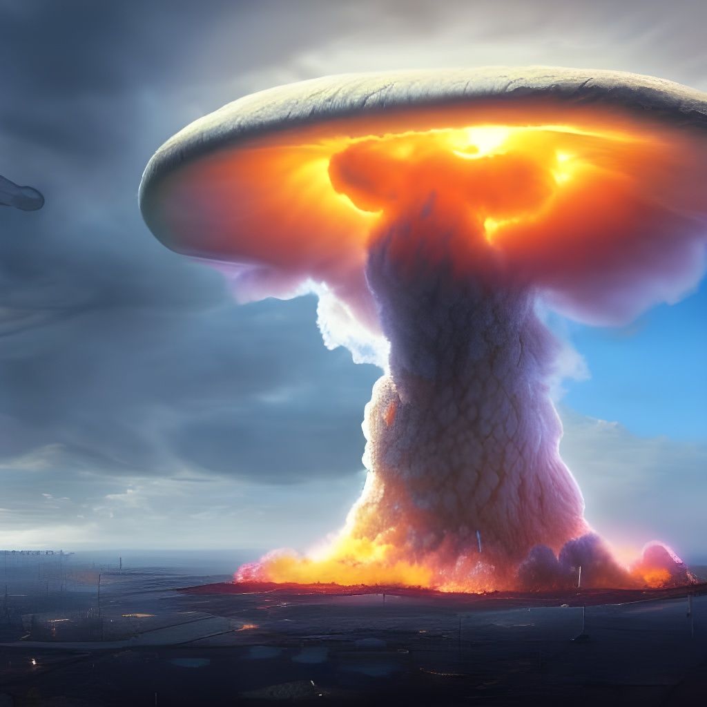 Nuclear Explosion Over School: Digital Matte Painting
