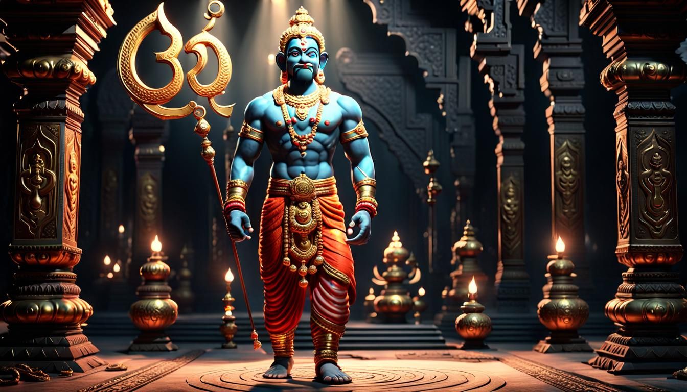 Hanuman Chalisa Legend in Dramatic 3D Rendering