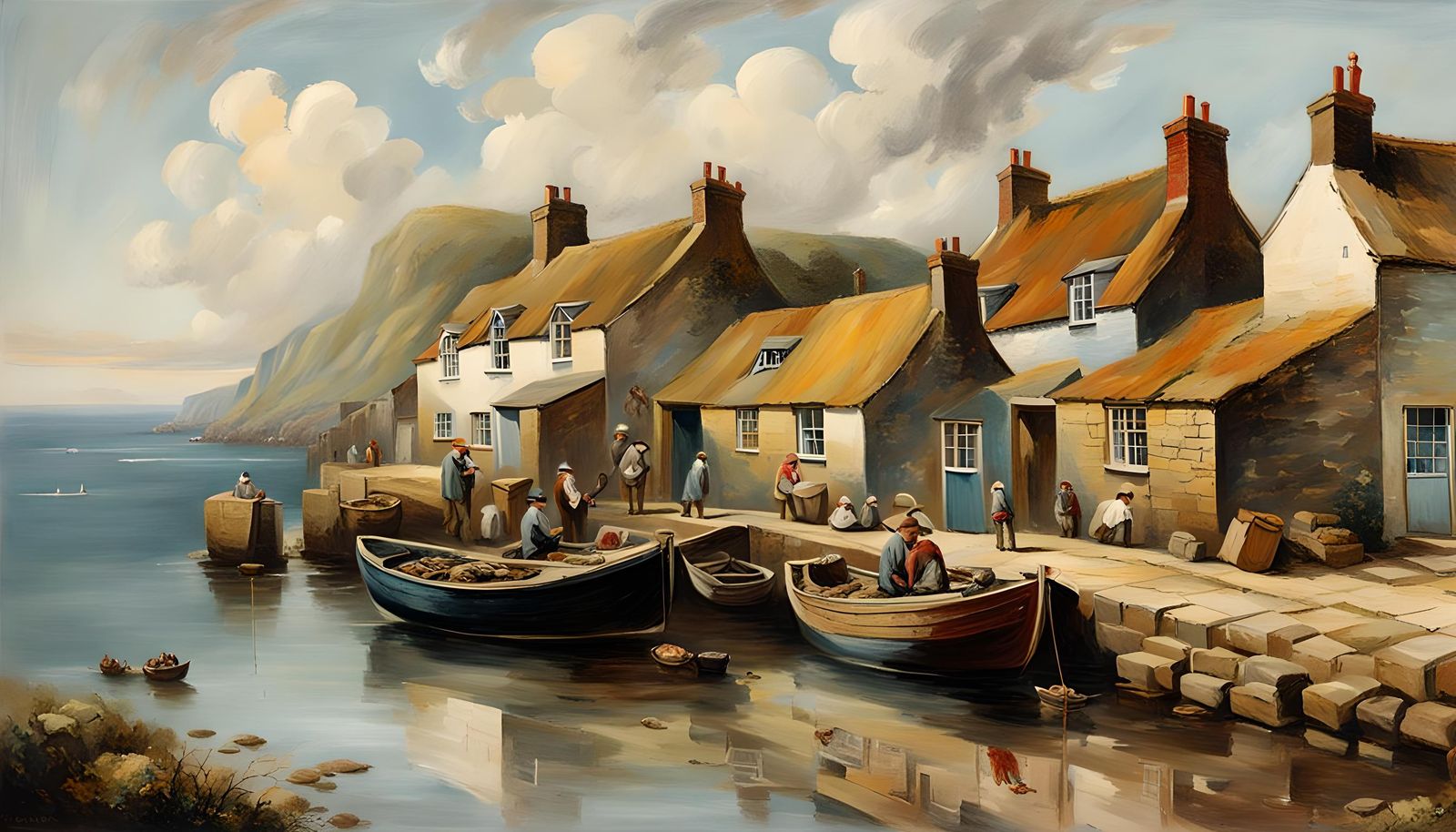 Charming Yorkshire Fishing Village in Academic Style