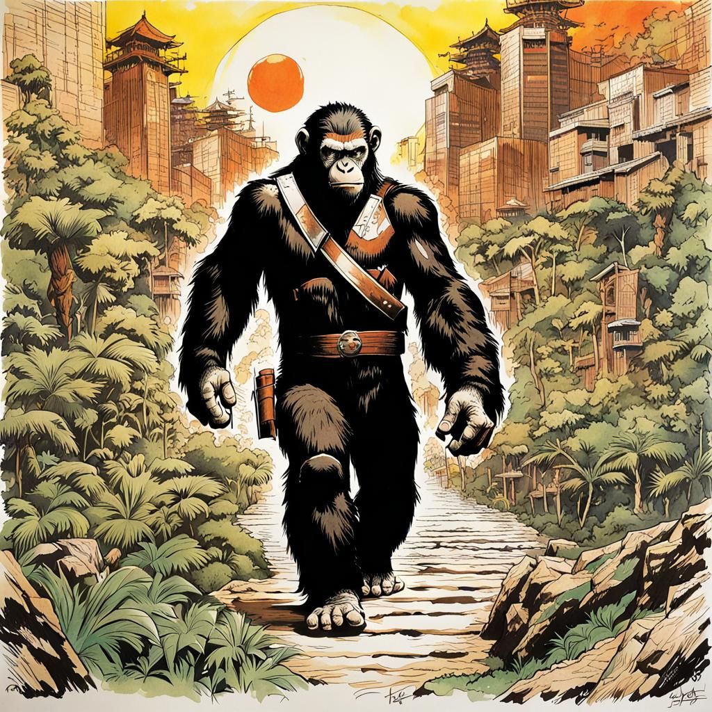 Anime Planet of the Apes Poster in Colored Inks