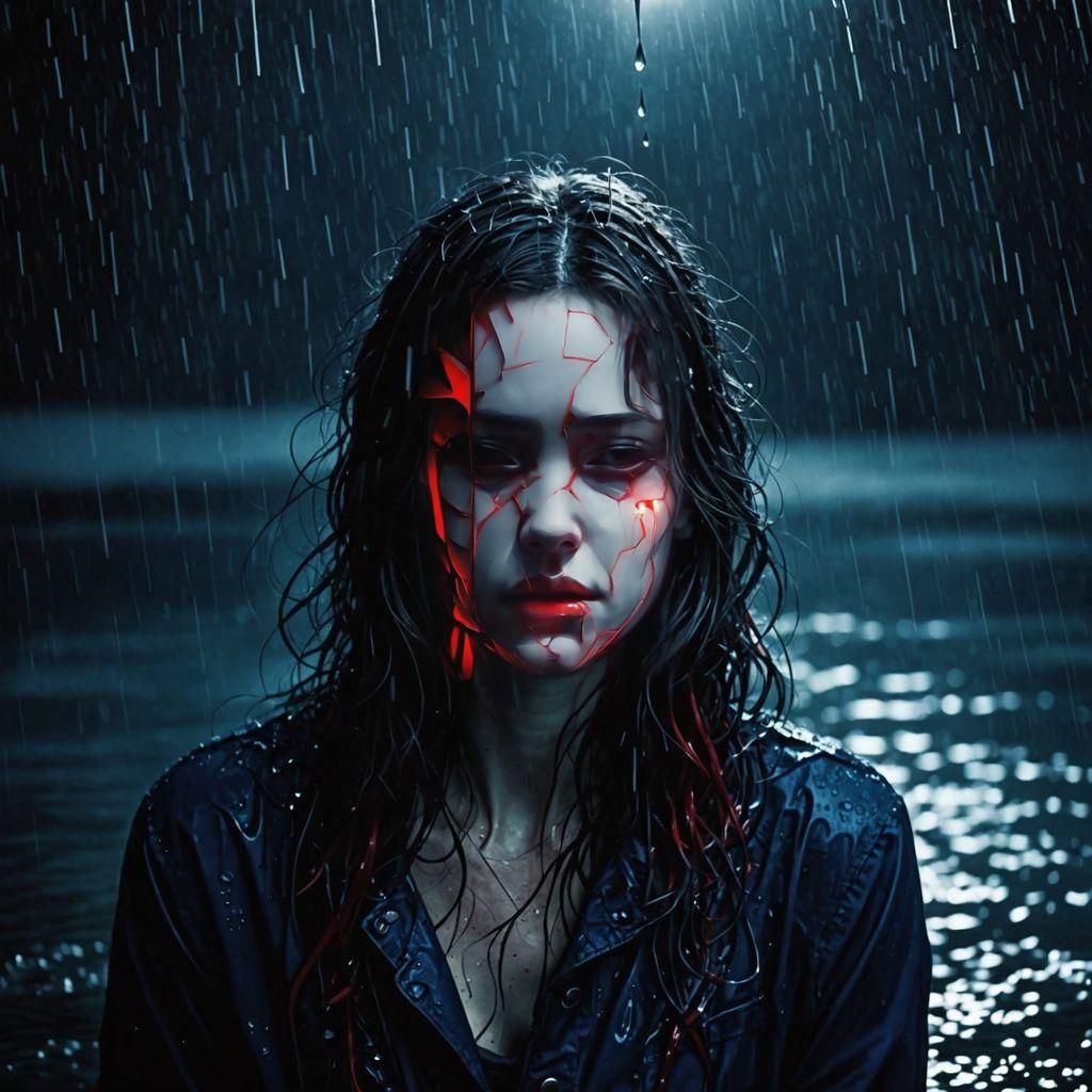 Drowning in Tears: A Dark Blue and Red Vision