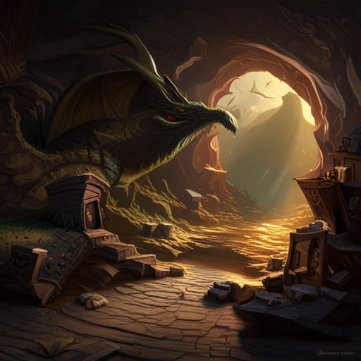 Dragon's Treasure: A Dark Fantasy Concept Art