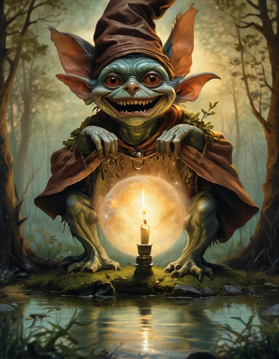 Teasing gremlin and his glowing orb