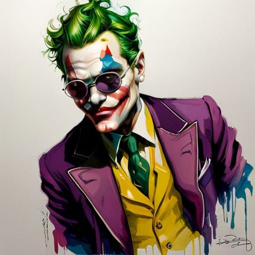 Dieselpunk Joker Portrait with Sunglasses