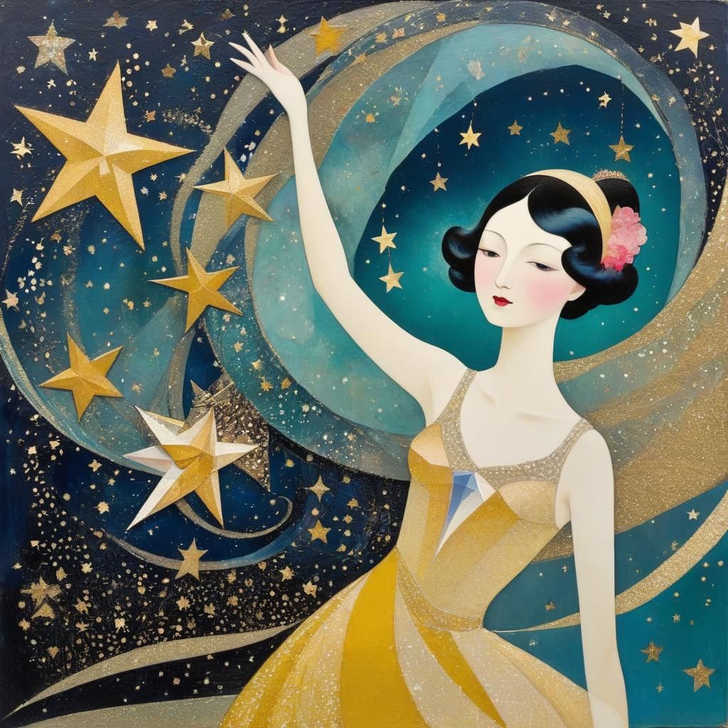 Ethereal Star Collage in Early 20th Century Style