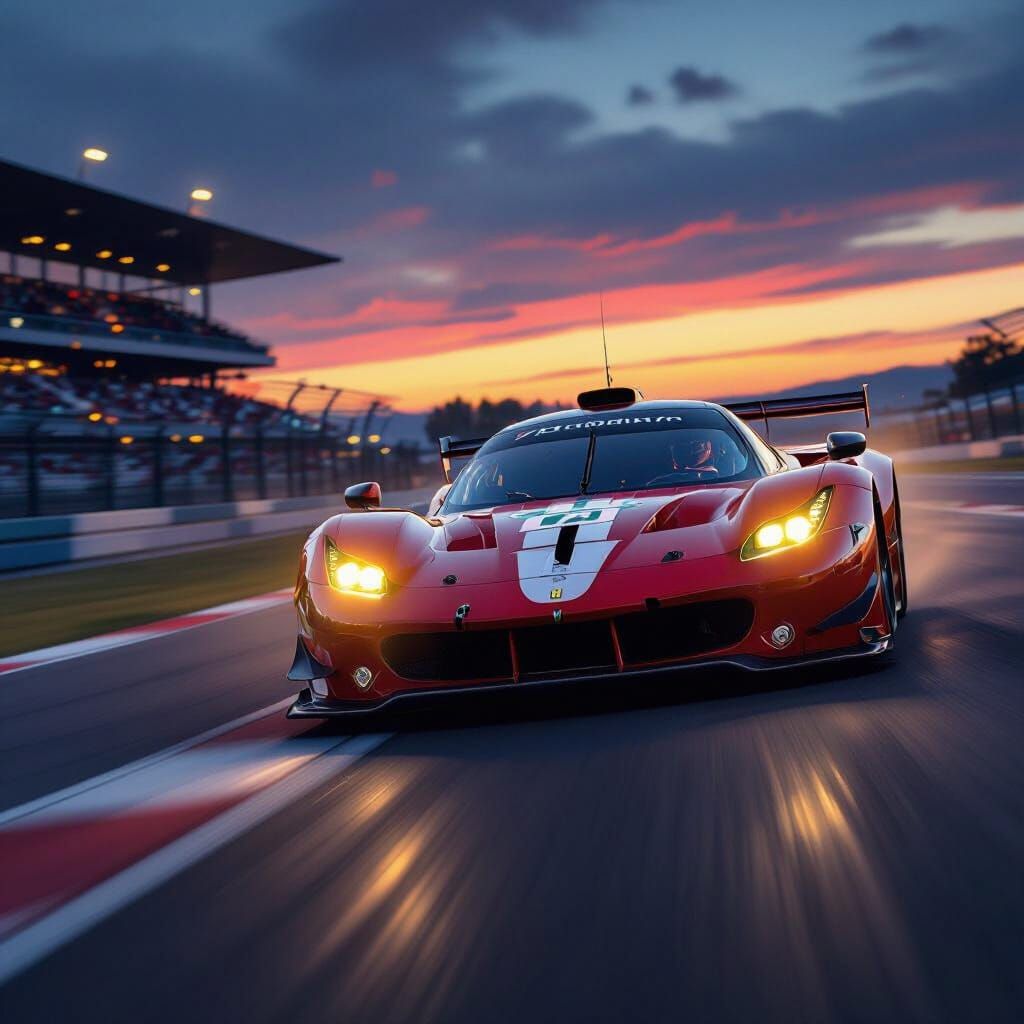 Ferrari 499P Hypercar Races at Twilight