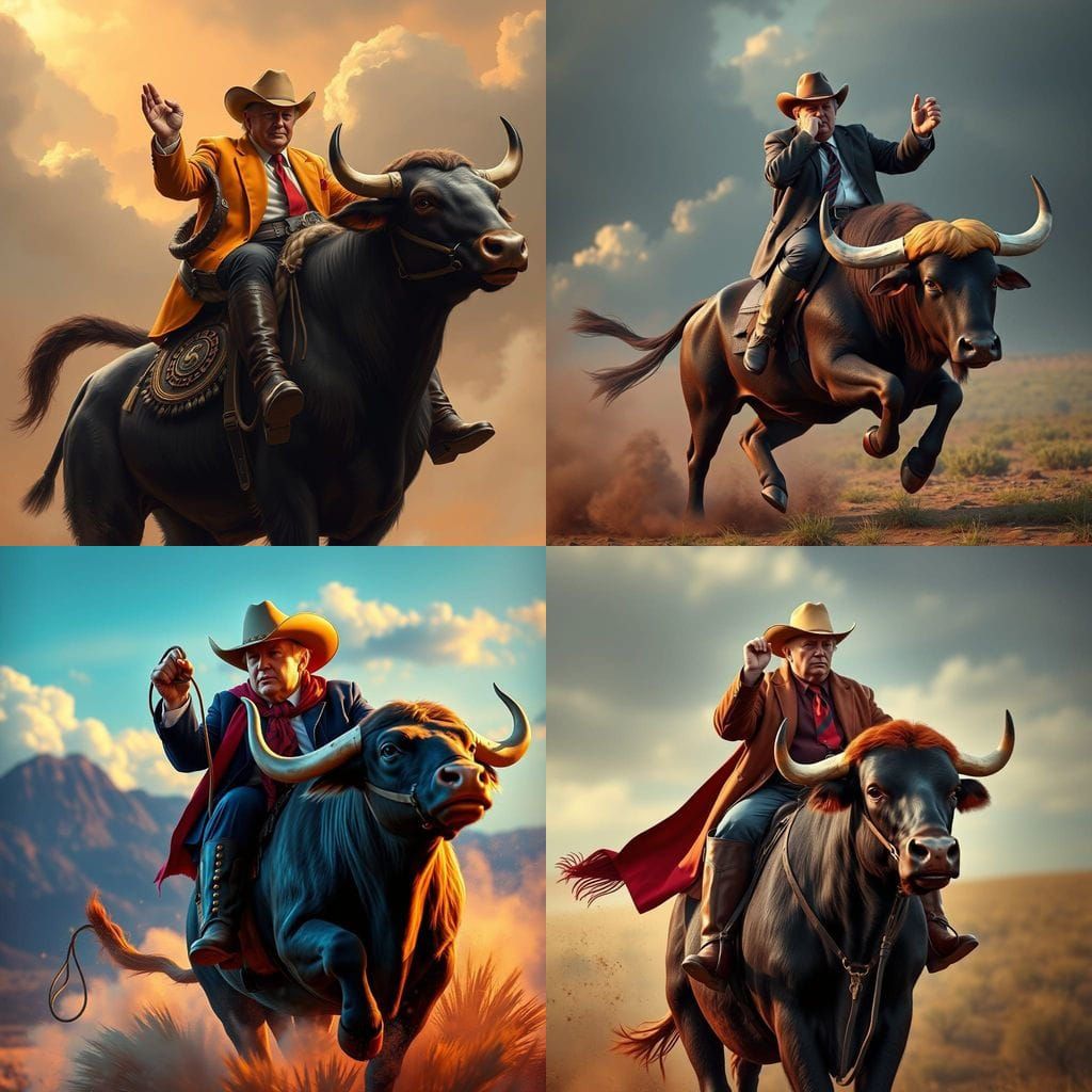 Donald Trump Rides Bull in Cowboy Outfit