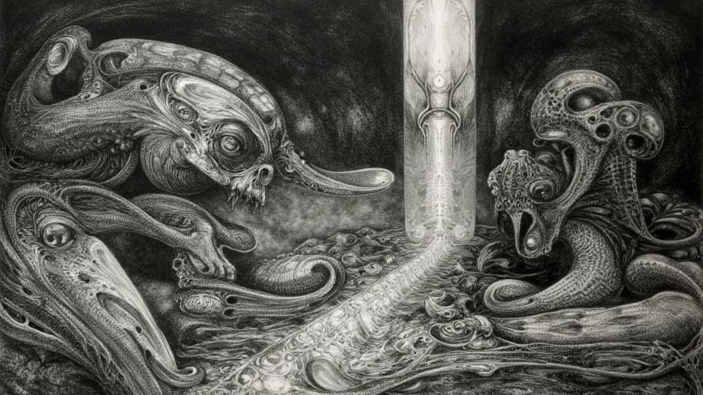 Surreal Ink Line Consumes Reality in Strange House