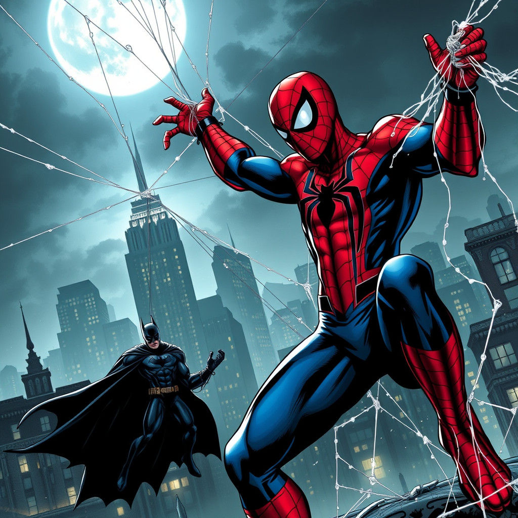 Spiderman Triumphant Over Batman and Robin