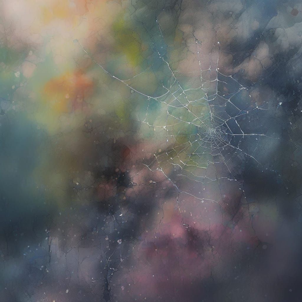 Surrealist Ink Masterpiece with Gossamer Spider's Web and Vi...