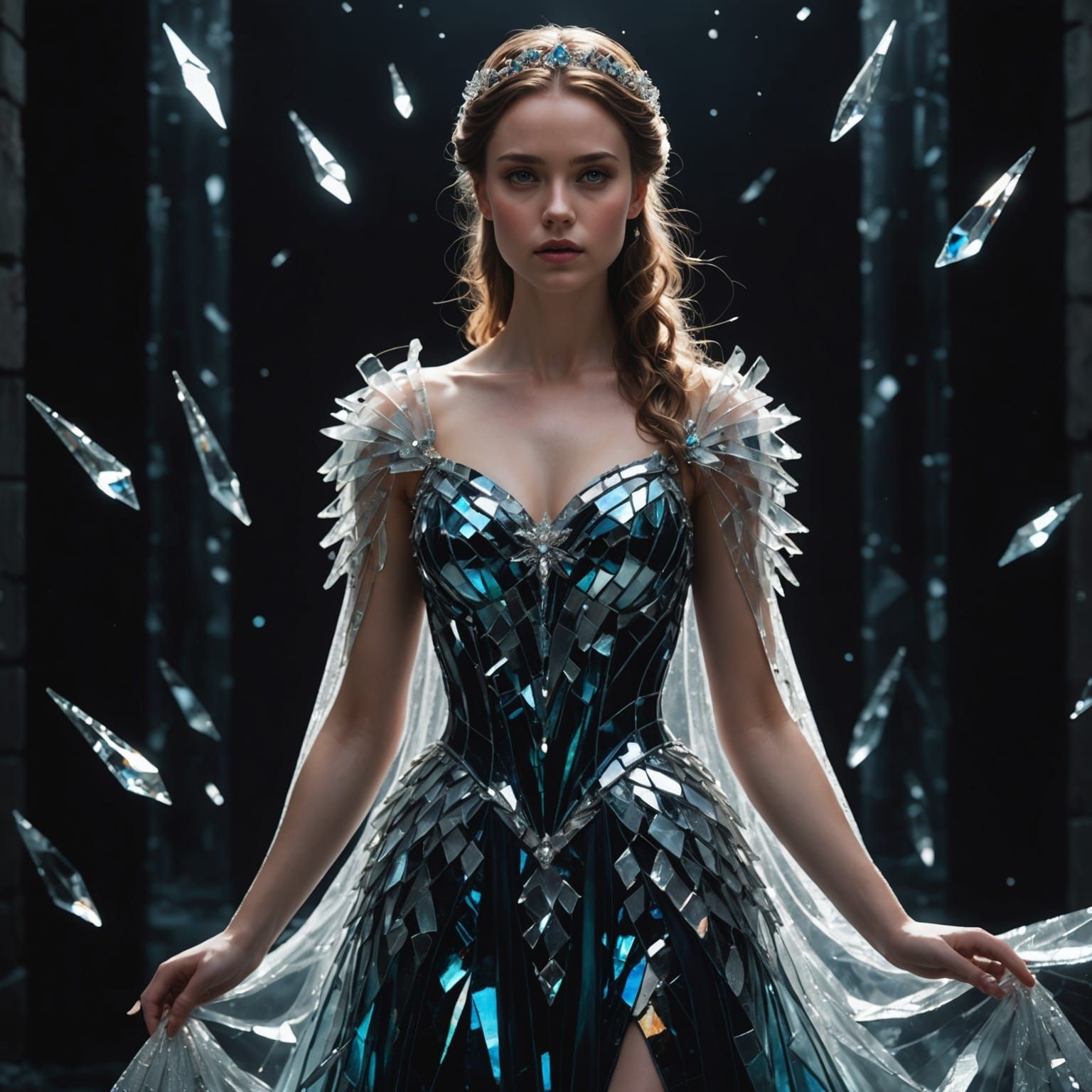 Fantasy Princess in Luminous Venetian Glass Gown