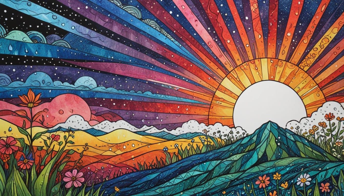 Vibrant Zentangle Artwork Depicts Sunrise Raining Down on Bl...