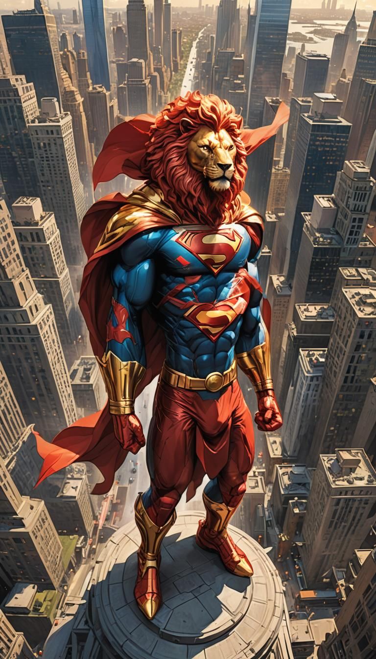 Lion-Headed Superman in New York: Comic Book Art