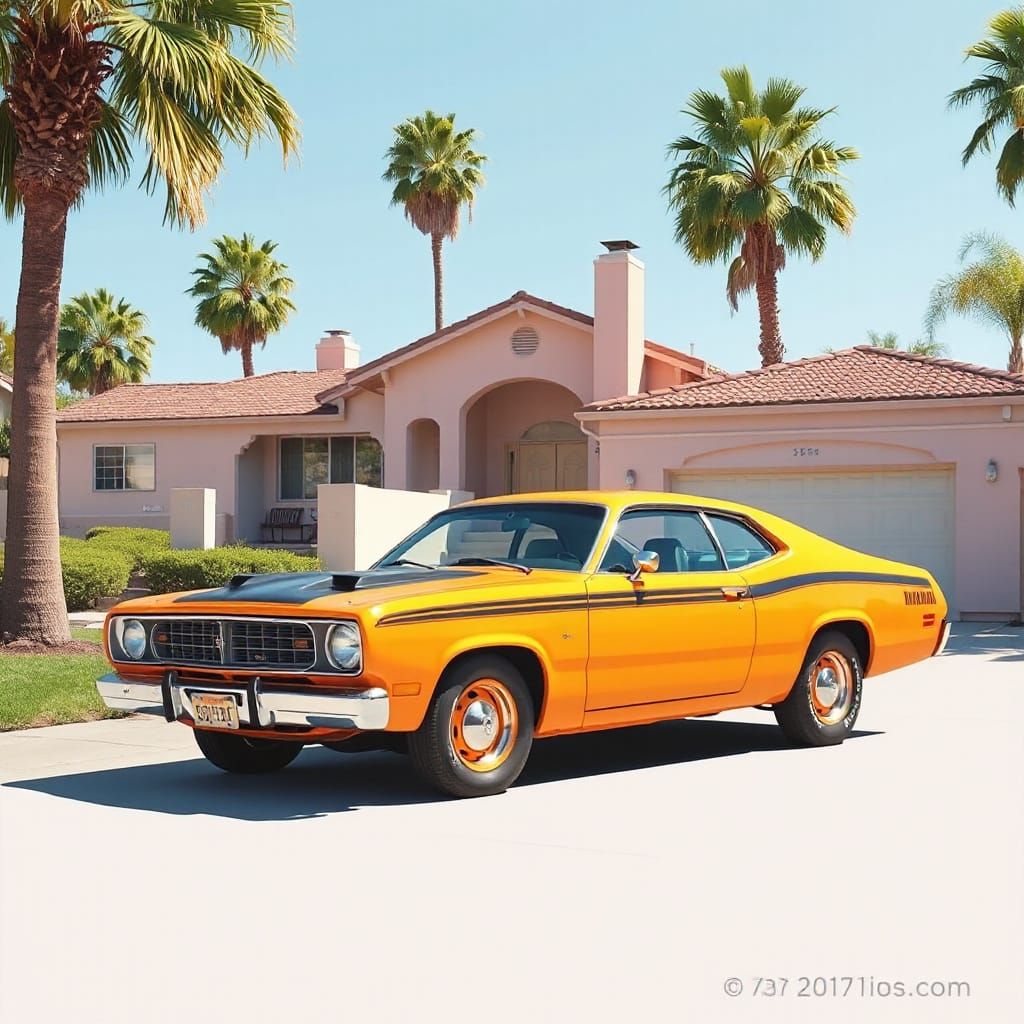 Plymouth Duster 340 in Santa Monica, Syd Mead Style