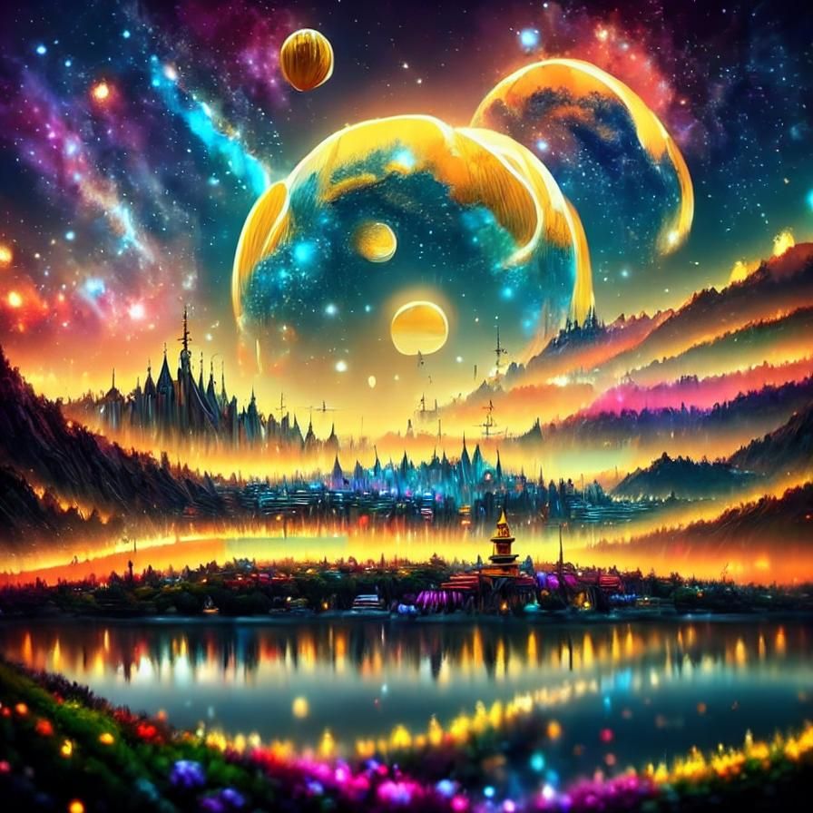 Traveling Circus Parade at Night in Van Gogh Style