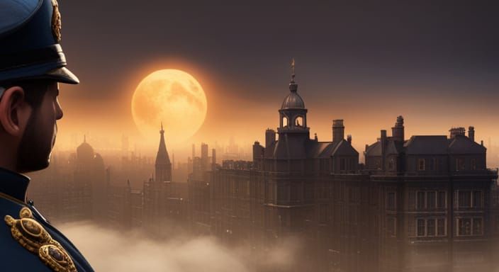 Imperial Navy Officer Spotting Pirate Airship over London