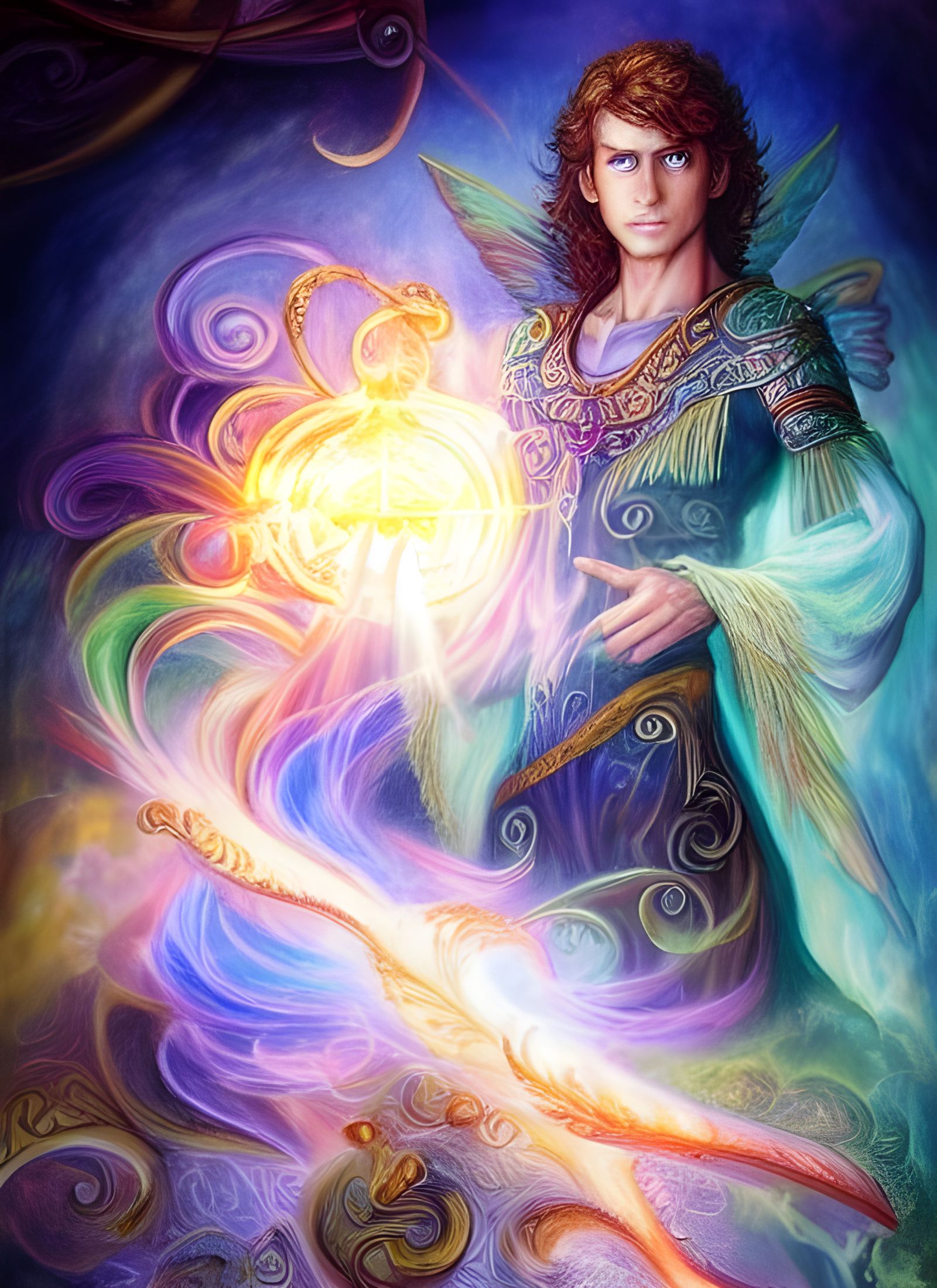 Handsome Young Sorcerer with Arcane Symbols