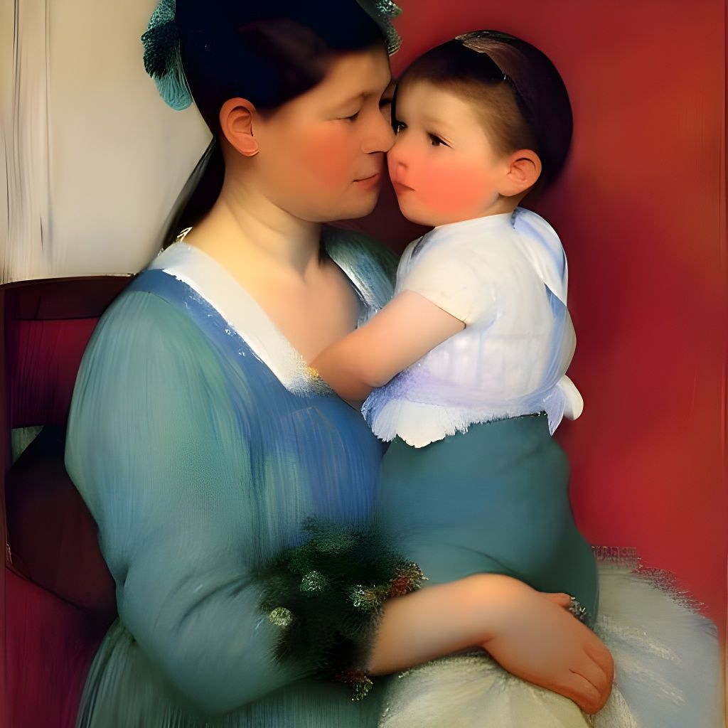 Mother and Child in Impressionist Style