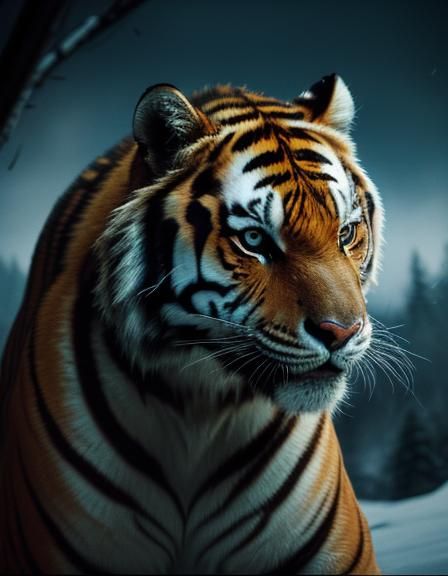 Siberian Tiger in Blizzard: Cinematic Horror