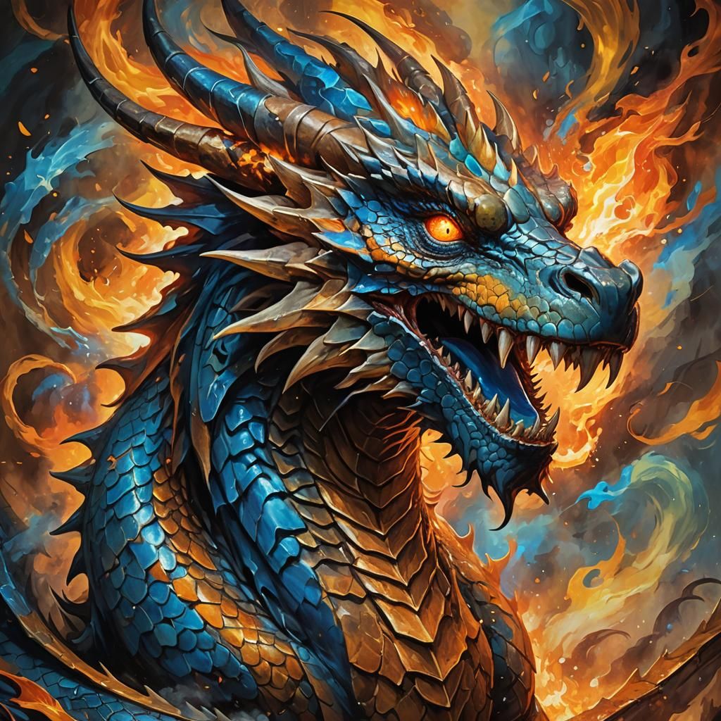 Majestic Dragon Portrait with Glowing Eyes