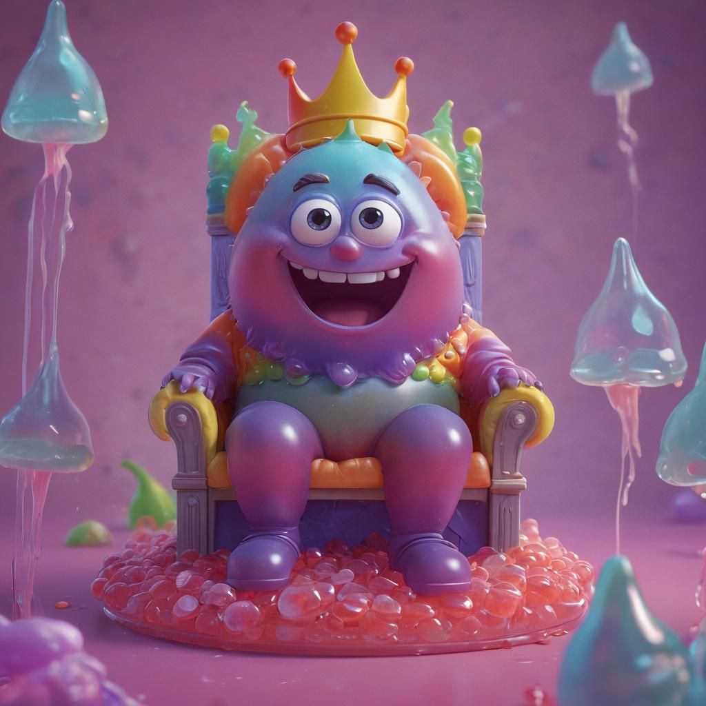 Rainbow Jelly King on a Jelly Throne