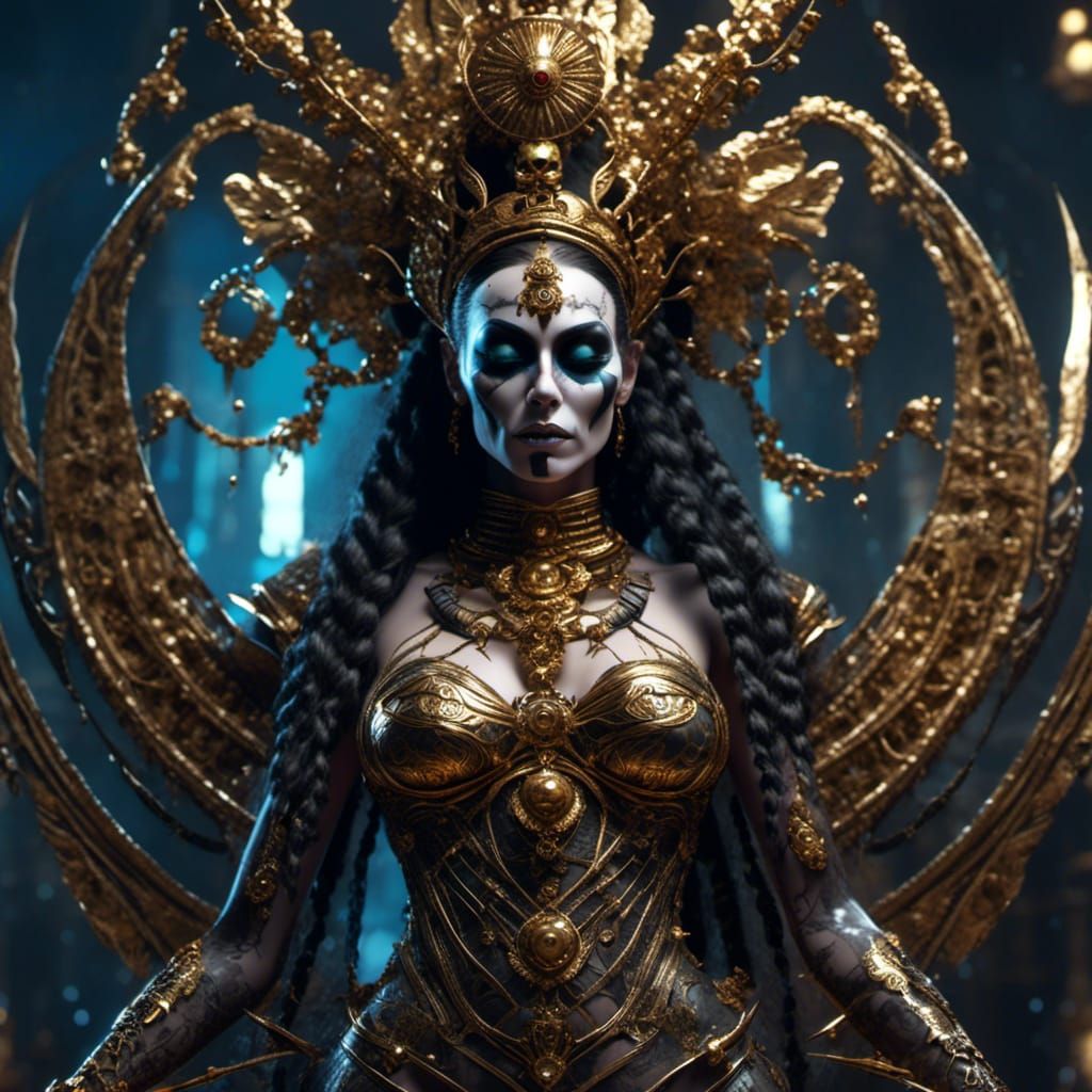 Hyperrealistic Death Goddess Splash Art