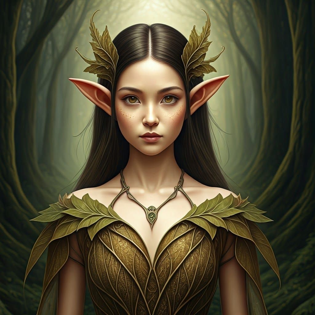 Ethereal Elven Girl in Misty Forest Glade