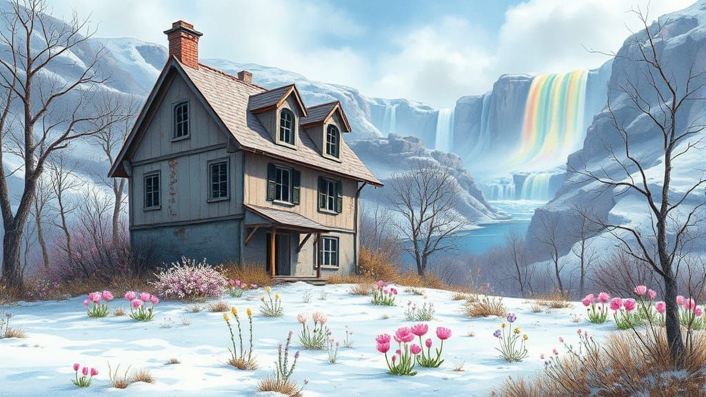 Dreamlike Whimsy in Pastel Wonderland: Teetering Abandoned H...