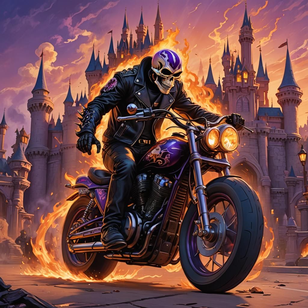 Ghost Rider Rides Through a Deserted Disneyland