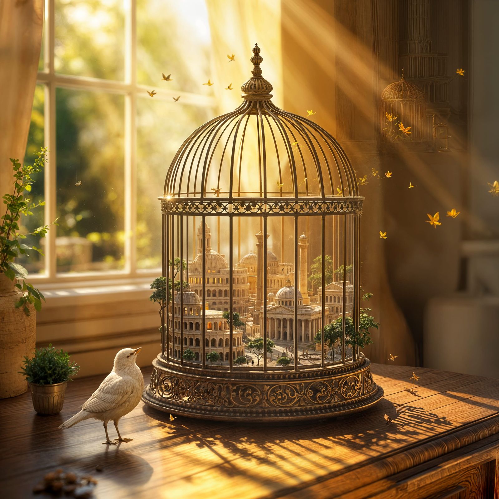 Surreal Miniature Rome in Birdcage Digital Art