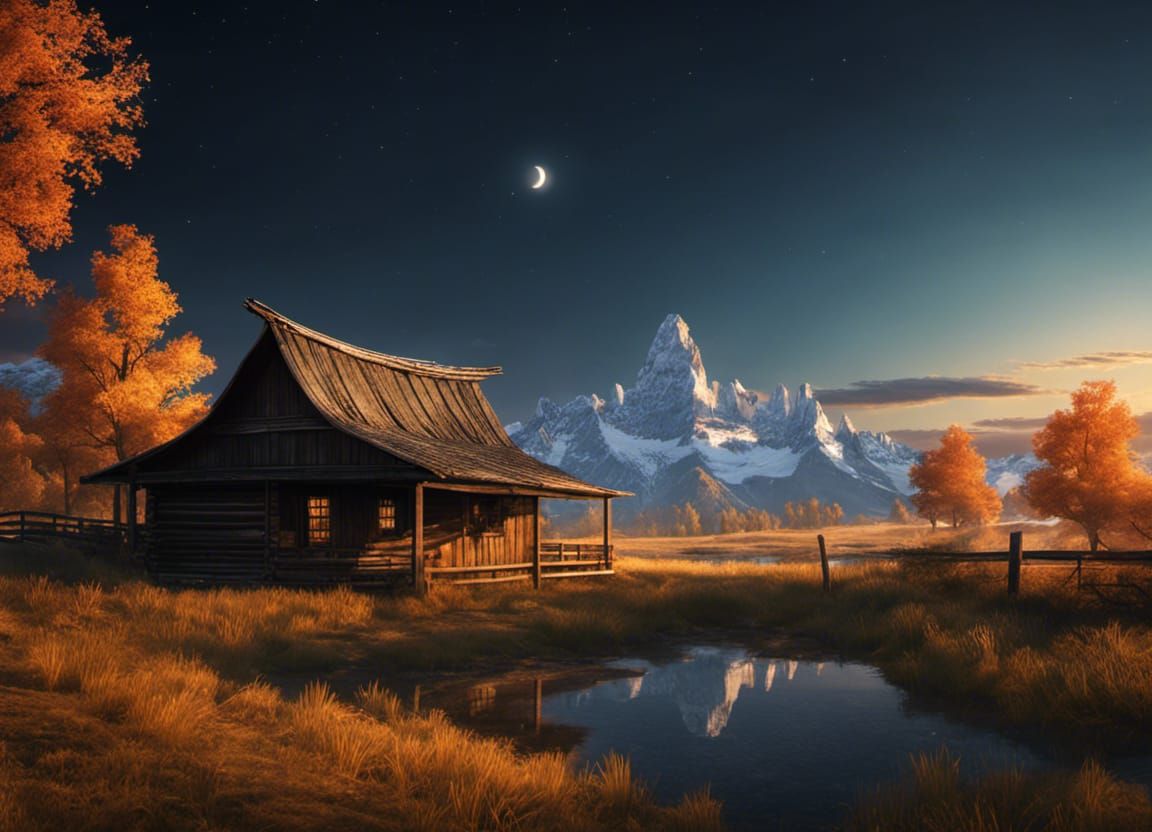 Lonesome Cowgirl on the Moonlit Prairie