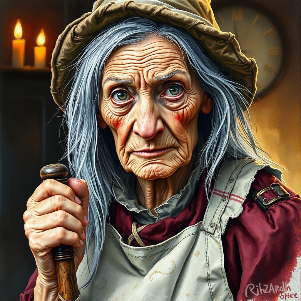 Ethereal Portrait of a Weathered Maid in Shabby Attire
