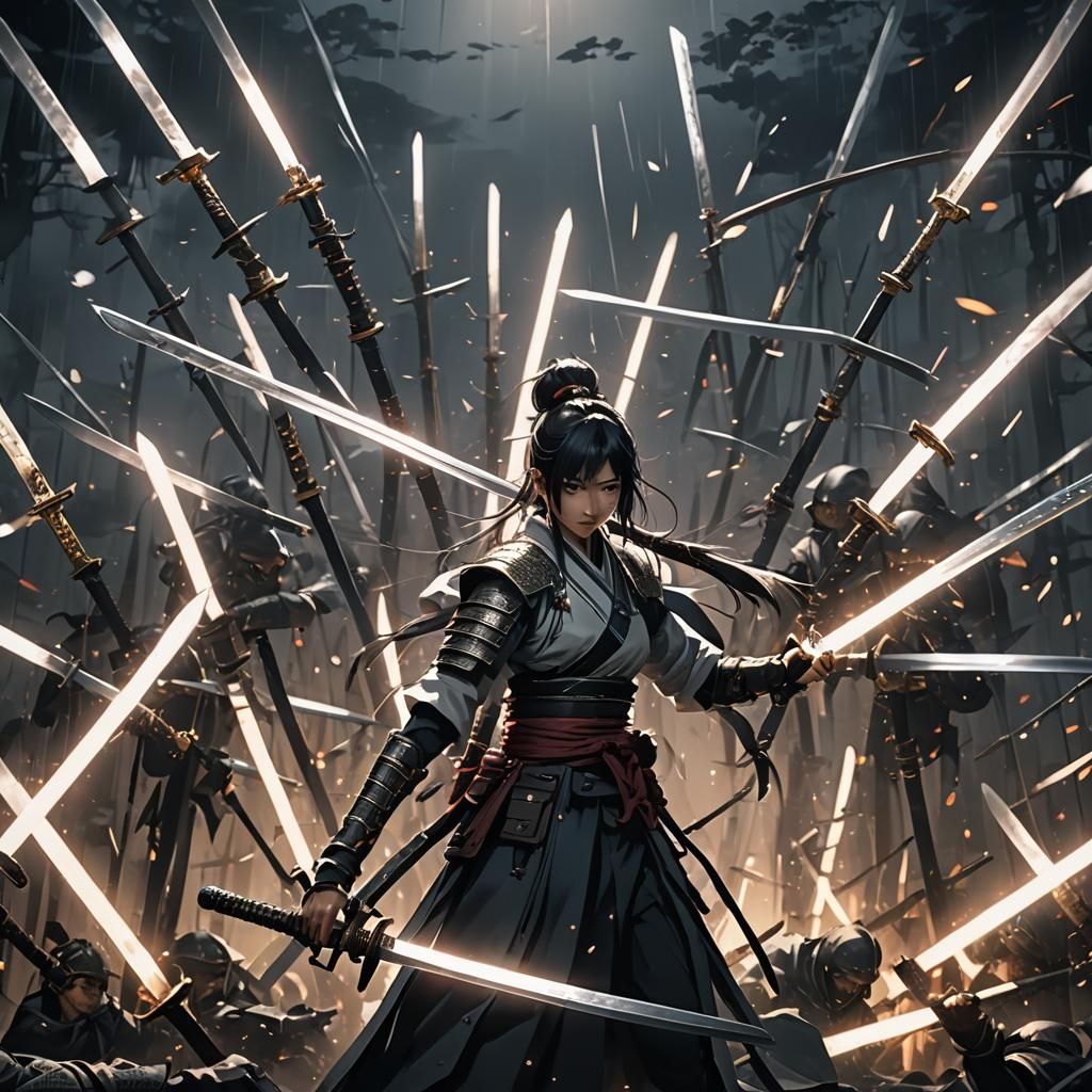 Glistening Steel Swords Converge in Ethereal Ambiance