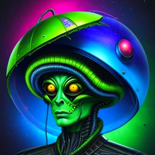 Vibrant Cosmic Gathering in Psychedelic Spaceships