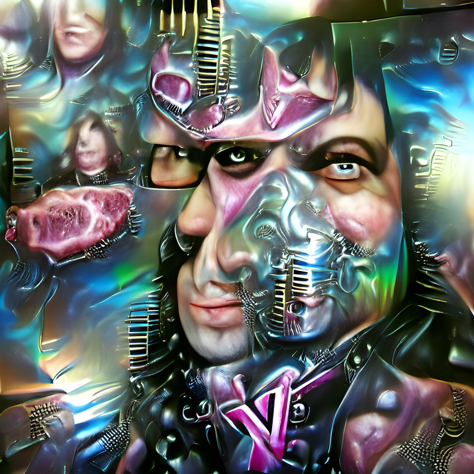 Cybernetic Meat Overlord Portrait in Airbrush Style