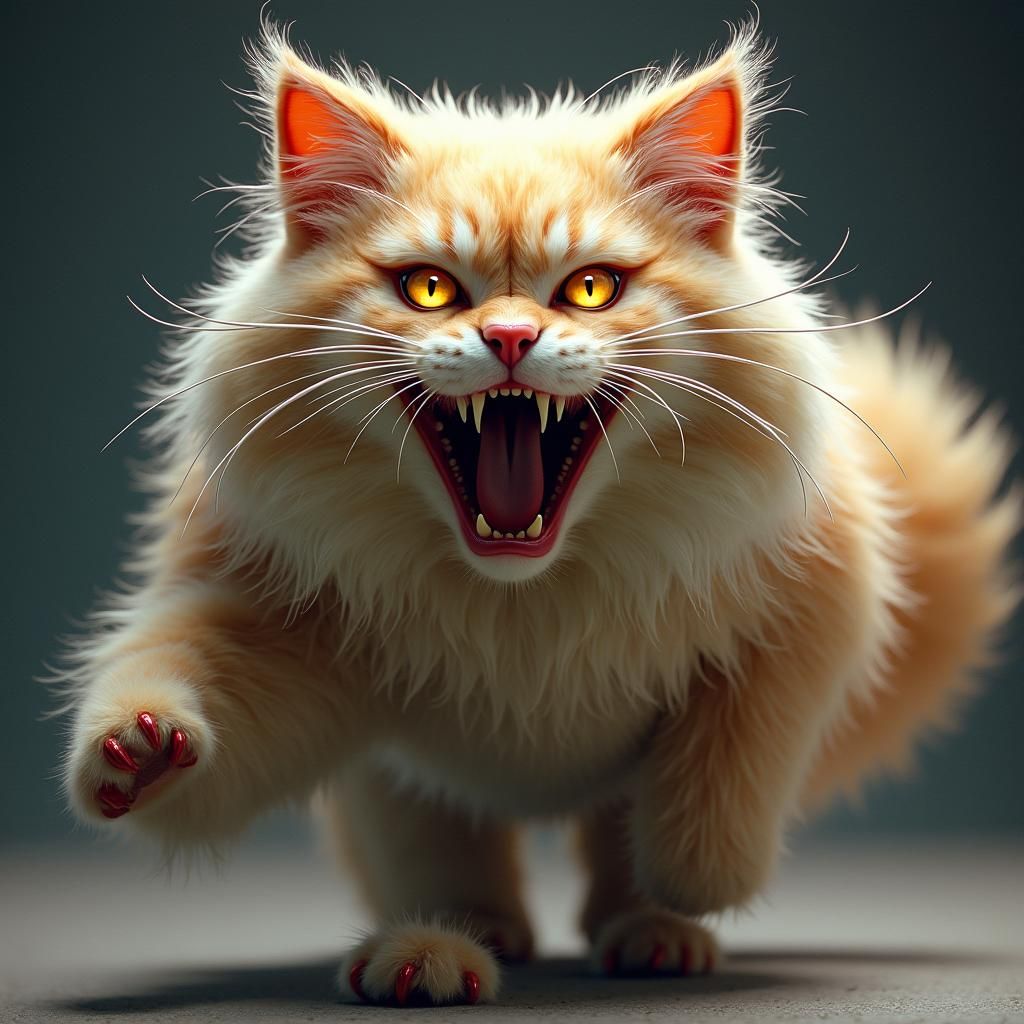 Majestic Fluffy Cat in Futuristic Sci-Fi Style