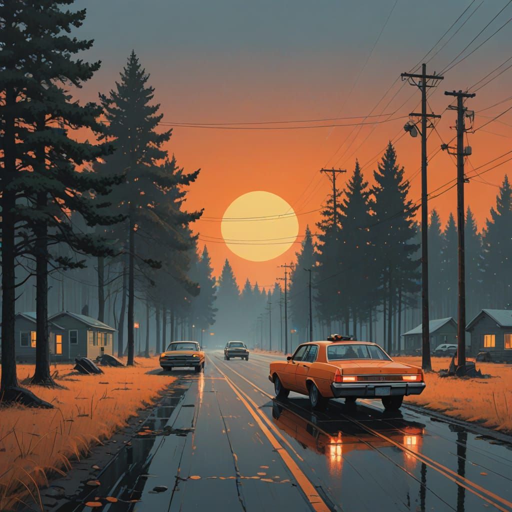 Tangerine Vespers: A Sci-Fi Landscape in Simon Stålenhag Sty...