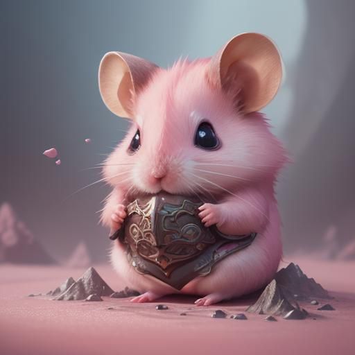 Cute Pink Hamster in Detailed Matte Painting