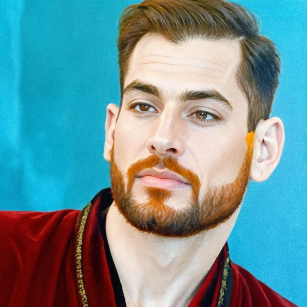 Elegant Man with Beard in Expressionist Impasto Painting